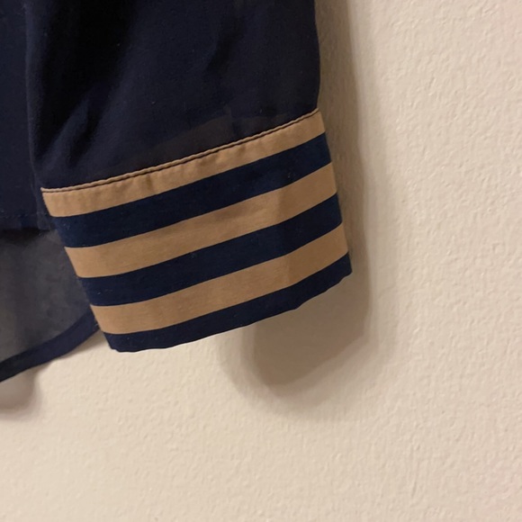 Navy tan work blouse - Picture 3 of 6